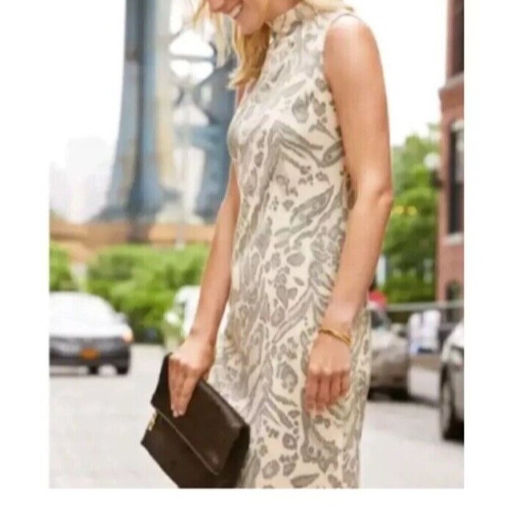 J‎ McLaughlin Women's Cream Taupe Jaguar Sheath Sleeveless Faux Suede Dress M